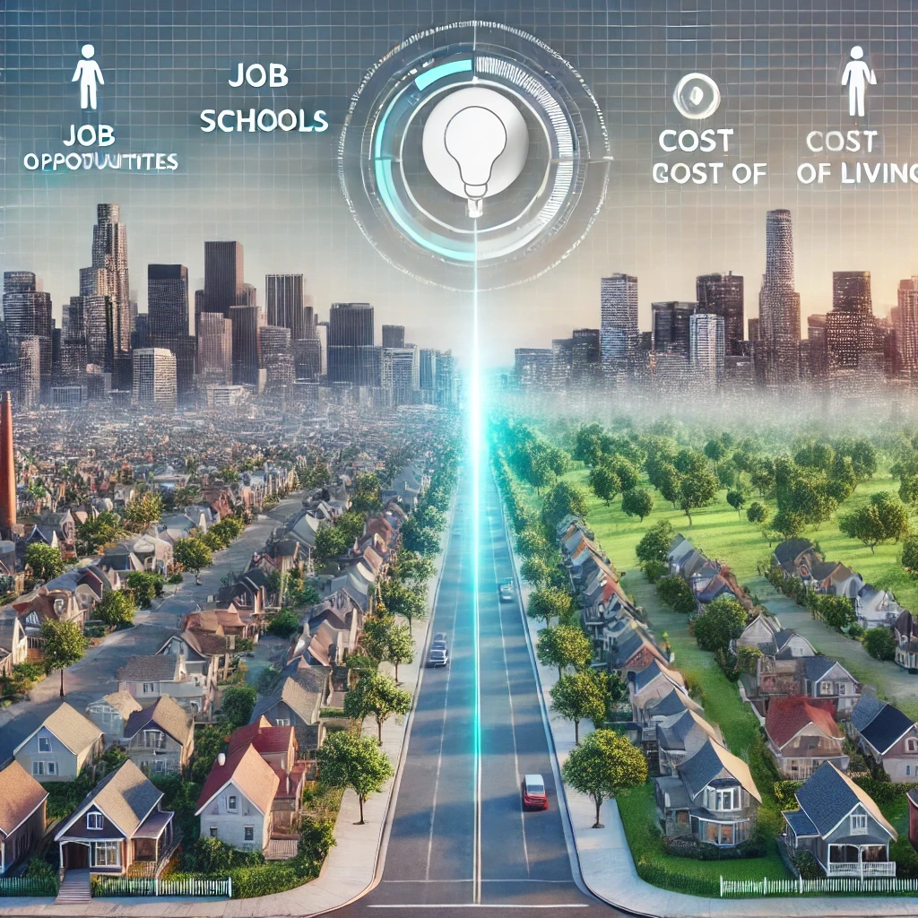 City Comparison Tool for Real Estate highlighting city skyline views and AI-powered insights