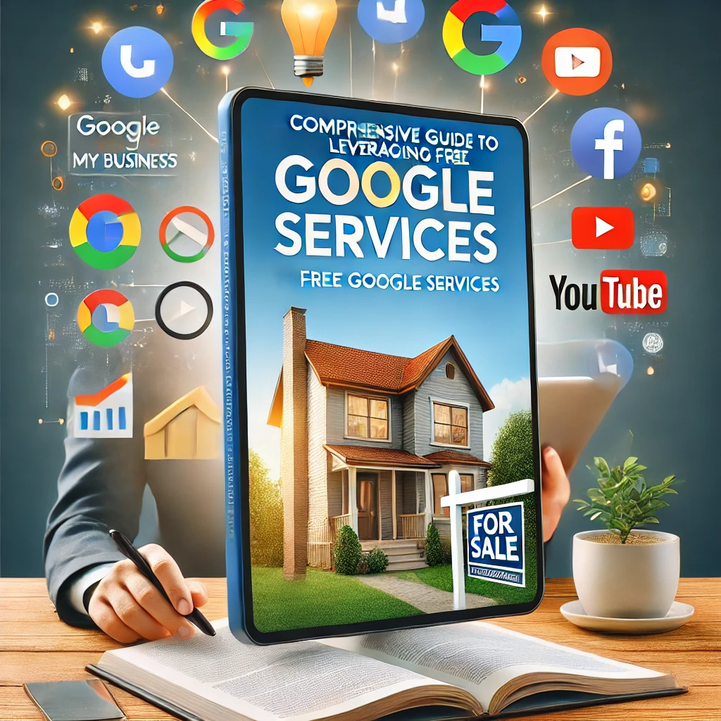 Ebook cover showcasing Google tools for real estate professionals to boost visibility and growth.