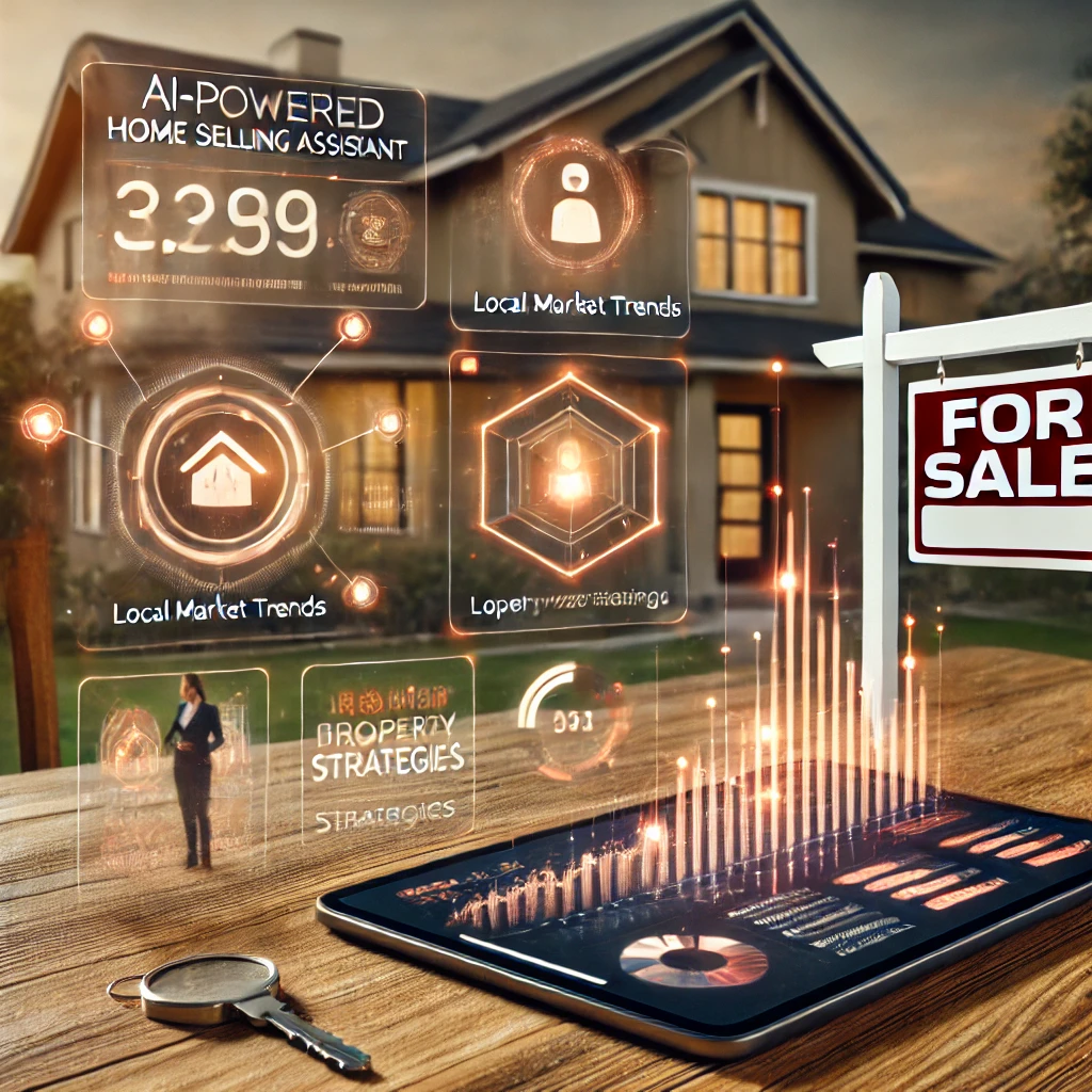 AI-powered home selling tool showing real estate market trends, pricing, and personalized advice.