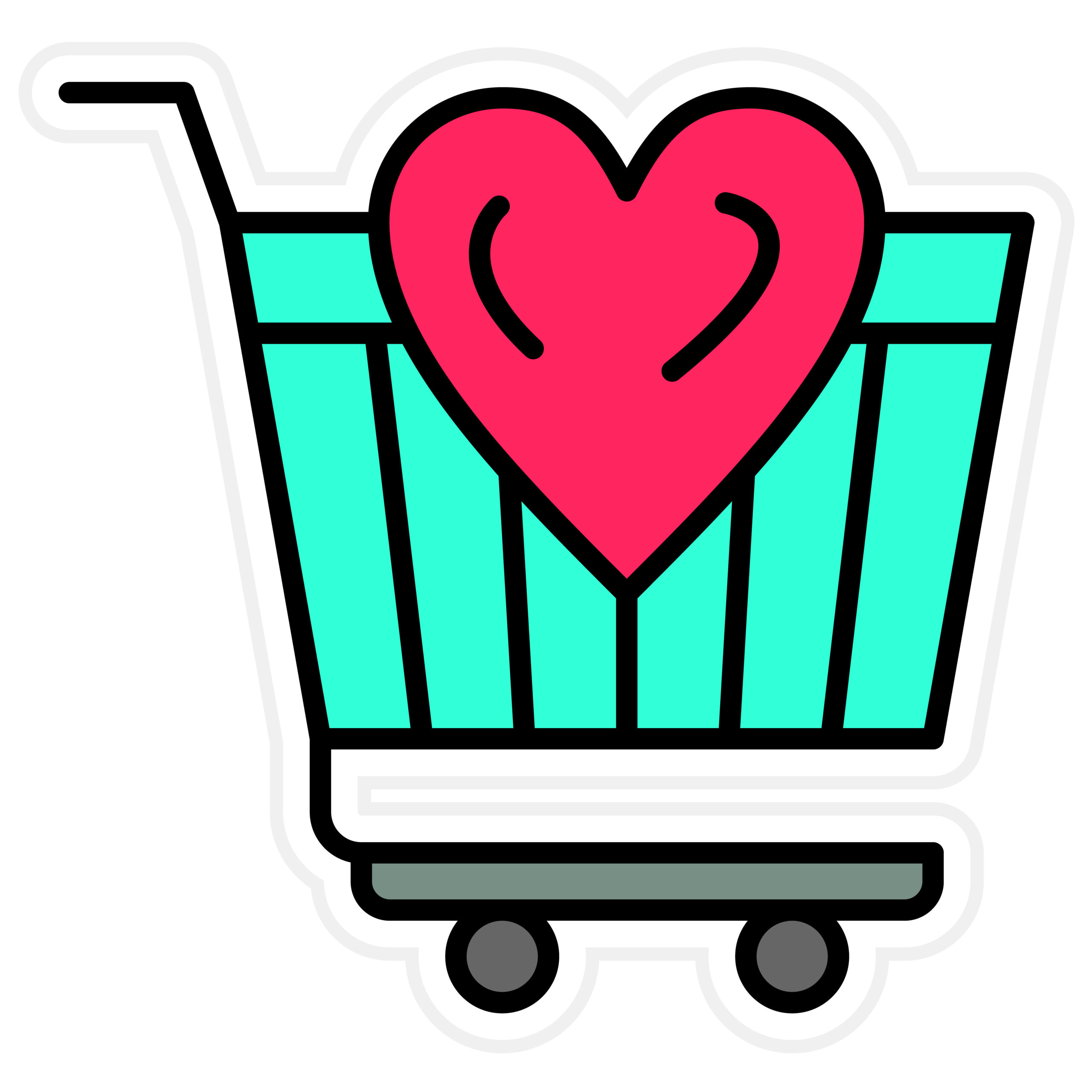 A cart with the image of a heart on it